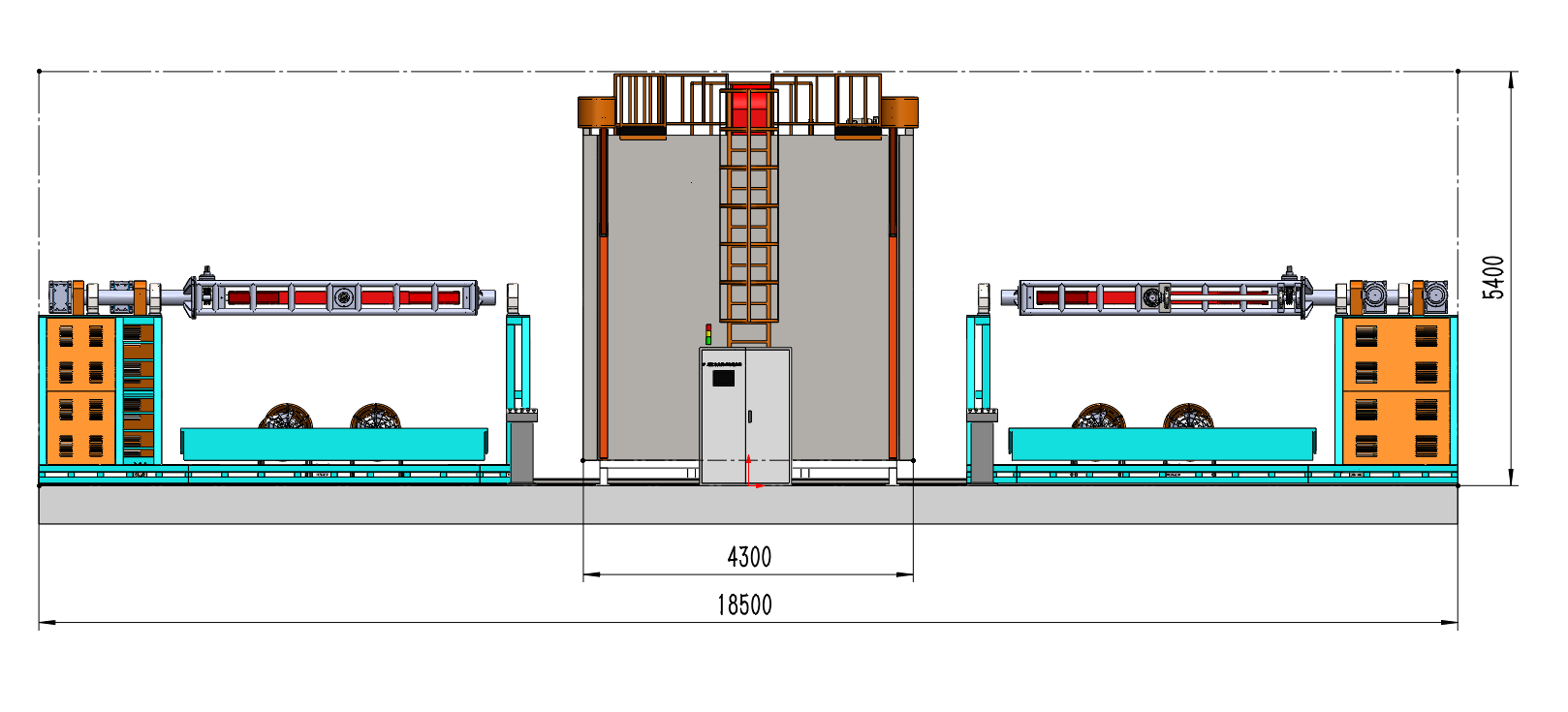 Máquina de rotomoldagem com lançadeira de dois quadros